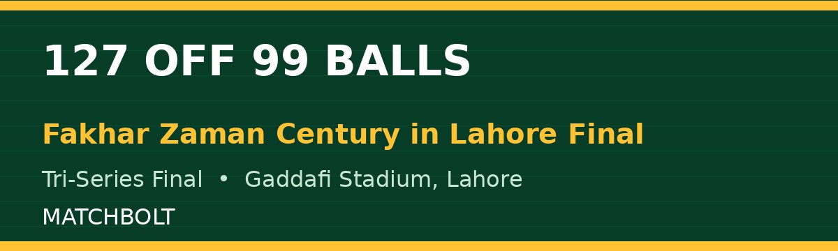 Fakhar Zaman Smashes 127 in Tri-Series Final as Pakistan Chase 326 in Lahore