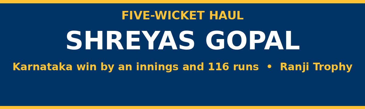 Gopal's Five-For Seals Karnataka's Innings Win Over Tripura