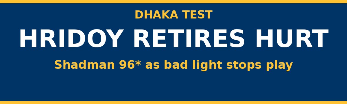 Hridoy Retires Hurt as Shadman Nears Century in Dhaka Test