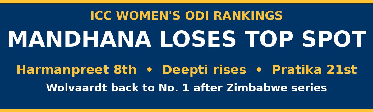 Mandhana Loses Top Spot as Harmanpreet and Deepti Rise in ICC Women's ODI Rankings