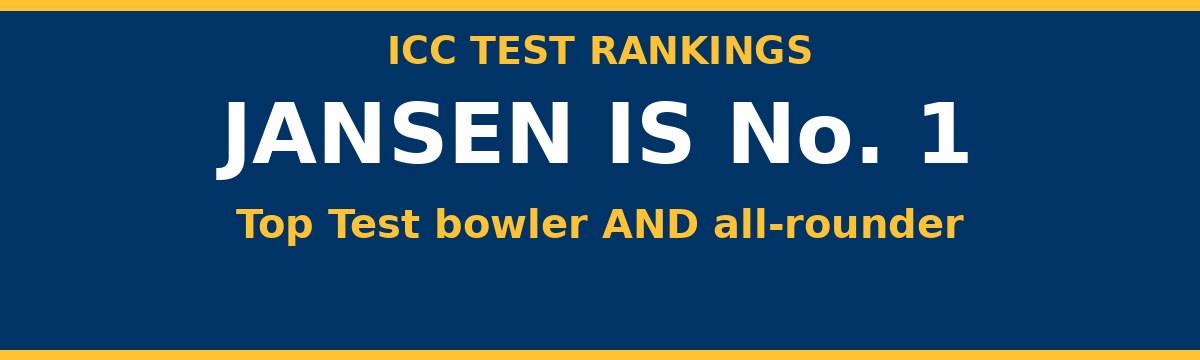 Jansen Tops Test Rankings as Bowler and All-Rounder, Ending Jadeja's Four-Year Reign