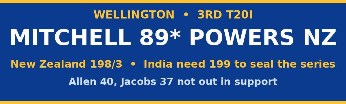 Mitchell's Unbeaten 89 Powers New Zealand to 198/3, India Need 199 to Seal Series