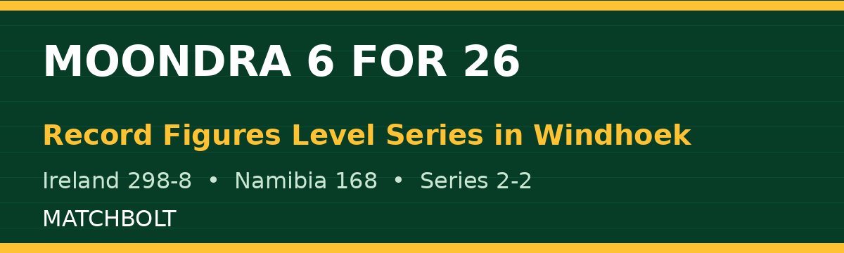Moondra's Record 6 for 26 Powers Ireland to 130-Run Win and Levels Series Against Namibia
