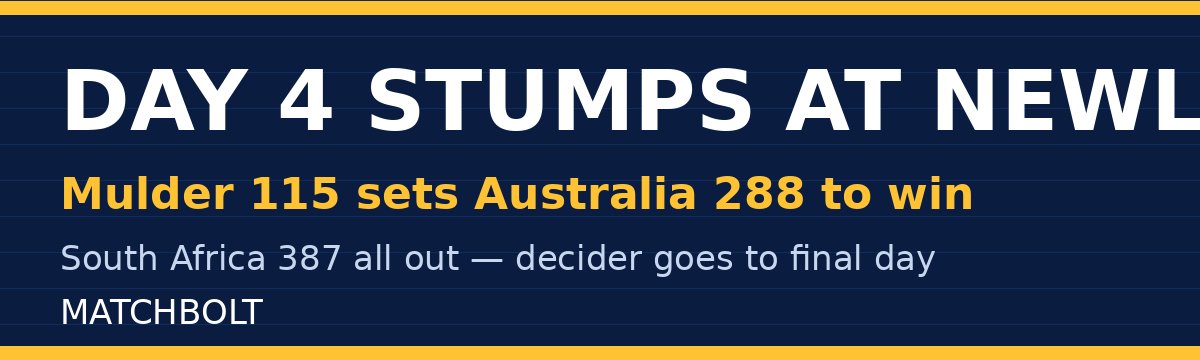 Mulder's 115 Sets Australia 288 to Win the Cape Town Decider
