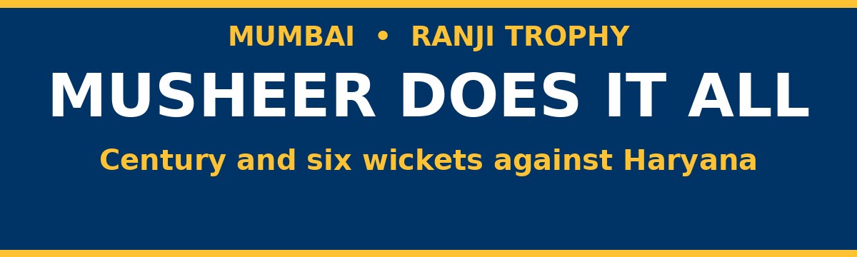 Musheer Khan's Century and Six-For Put Mumbai in Command Against Haryana