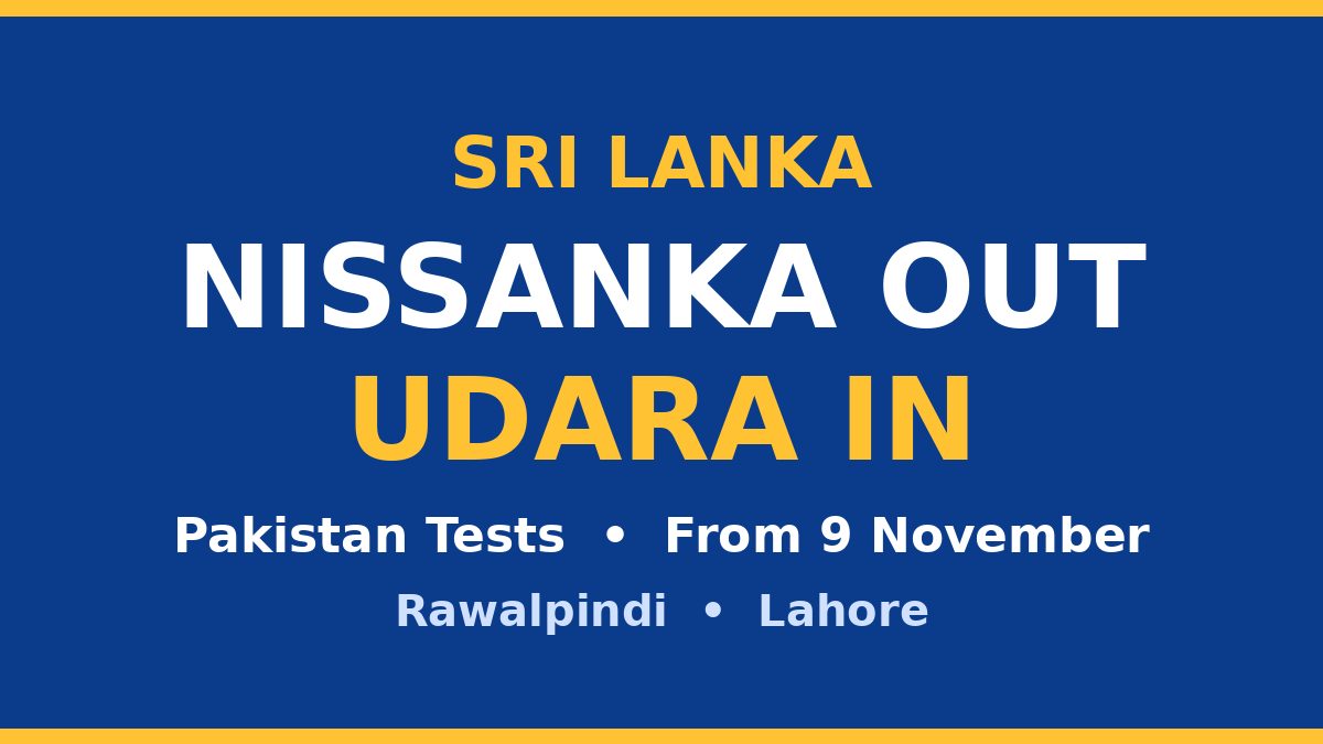 Nissanka Ruled Out of Pakistan Tests, Udara Named Replacement