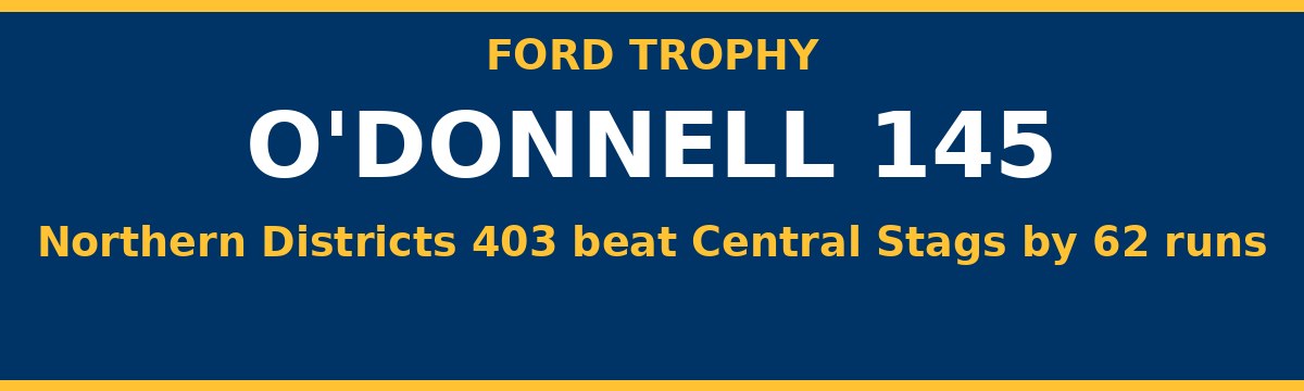 145 From O'Donnell Powers Northern Districts to 62-Run Ford Trophy Win