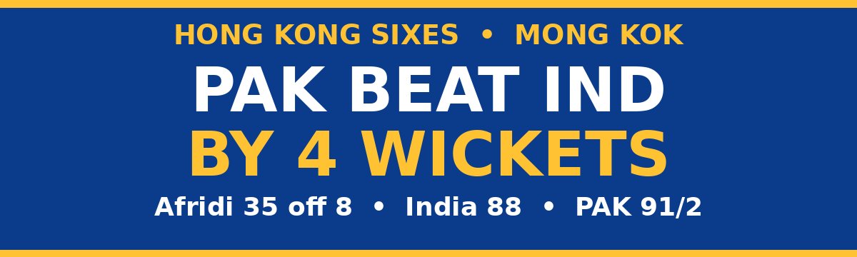 Pakistan Beat India by Four Wickets in Hong Kong Sixes Group Match