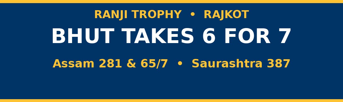 Bhut's Six for Seven Puts Saurashtra in Command Against Assam